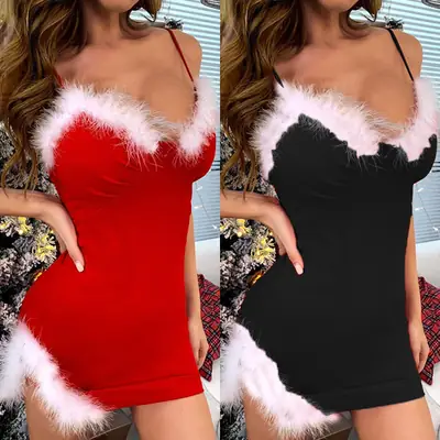 Red Sexy Sling Dress for Women 2022 Spring Autumn