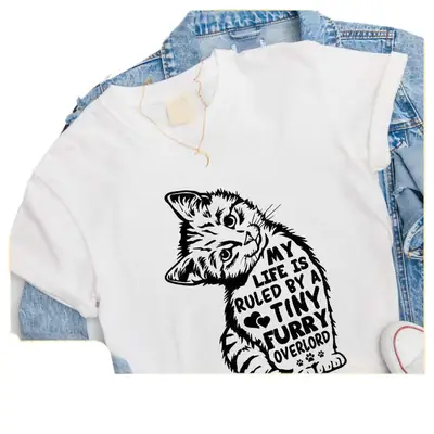 2025 Cat Print T-Shirt White American Independence Day