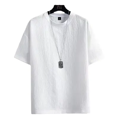 Men Ice Silk T-Shirt Loose Fit Black Grey Stripes