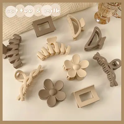Korean Style Spring Summer Milk Brown Hair Clips Set