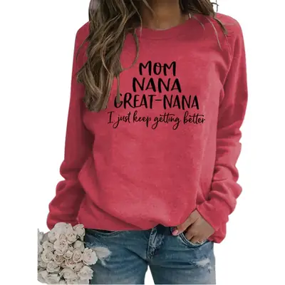 Mom Nana Great Nana Sweatshirt Green Long Sleeve