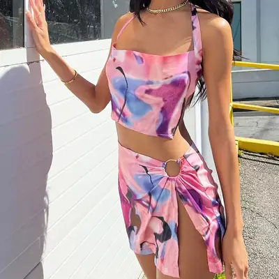 2026 Cross-Border Women's Tie-Up Halter Neck Suit Set
