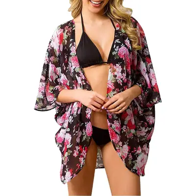 Women's Printed Chiffon Sunscreen Cloak Summer Shawl