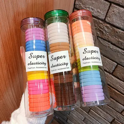 24 Pcs Rainbow Elastic Towel Rings for Hair Styling