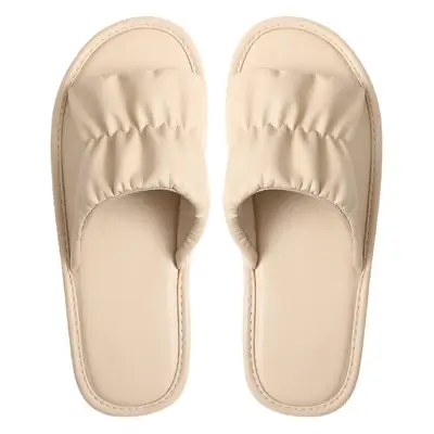 Women's Black Leather Slip-On Sandals Summer
