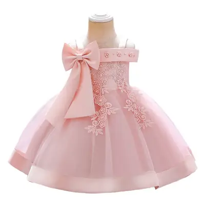 Pink Beaded Princess Dress for Girls Wedding Tutu
