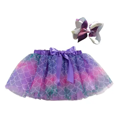 Pink Mesh Tutu Skirt with Bow Hairpin Star and Moon Design