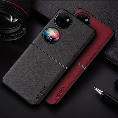 Huawei P50 Pocket Phone Case Flannel Fabric Orange