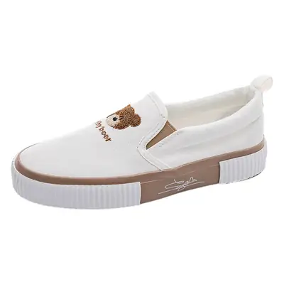 Casual shoes for women 2024 new bear embroidered slip-on shoes for lazy students all-match canvas shoes one-piece delivery