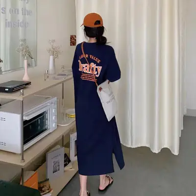 Summer 2025 Chubby Sister Long Dress Blue Oversized