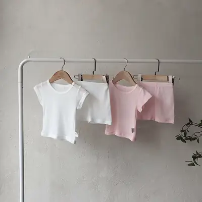 Baby Mesh Shorts Set Pink Black Grey Summer Korean Kids Pajamas
