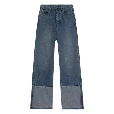 Women Blue Flanged Jeans High Waist Slimming Spring Autumn