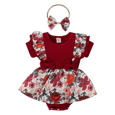 Girls Summer Lace Floral Bow Skirts Set