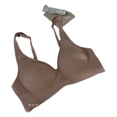 Soft Support Jelly Underwear Women's Mesh Deep V Hollow No Steel Ring Simple Seamless Push-up Lightweight Breathable Bra