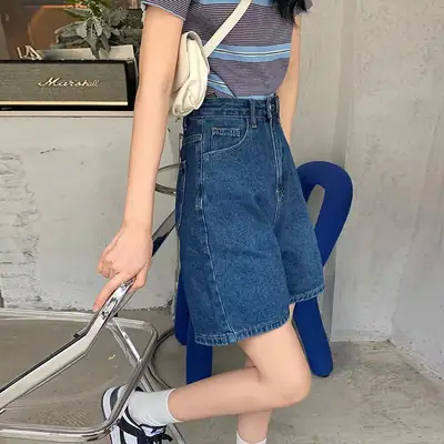 Women Denim Shorts High Waist Light Blue 2025