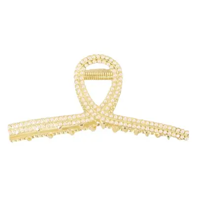Diamond-Embedded Pearl Hairpin with Shark Clip Grip
