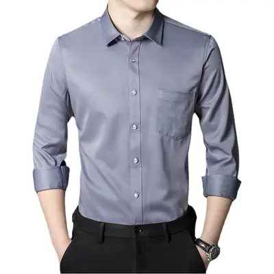 Men's Pink Stretch Long Sleeve Business Shirt