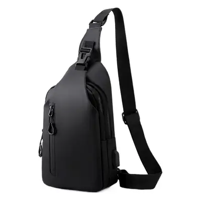 Men's Water-Repellent USB Charging Chest Bag Blue