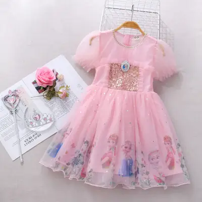 Frozen Princess Dress Girls Aisha Dress 2022 New Summer Aisha Skirt Aisha Short Sleeve Skirt