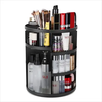 Transparent Desktop 360 Rotating Cosmetic Storage Box Dressing Table Amazon Cosmetic Brush Skin Care Storage Rack
