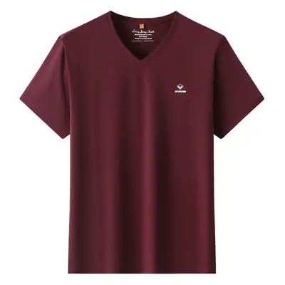 Fat Man 2025 V Neck Cotton T-Shirt Dark Green