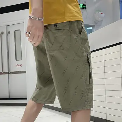 Plus Size Cotton Cropped Pants with Zip Pockets