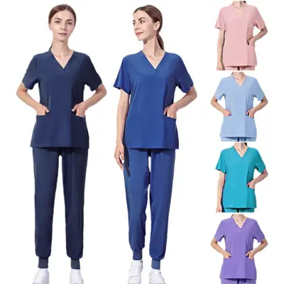 Pink Nurse Work Uniform Summer Set
