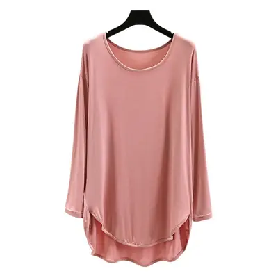 Women's White Long Sleeve T-Shirt Loose Fit Spring Summer