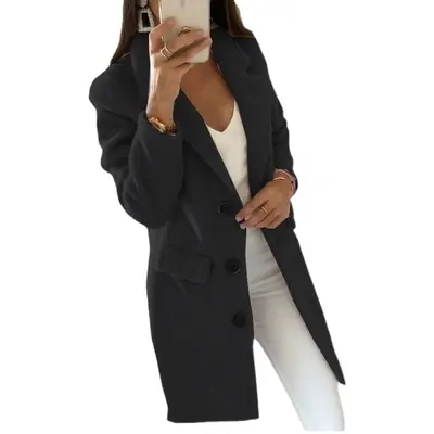 Women's Collar Woolen Coat Pure Color Suit 2025