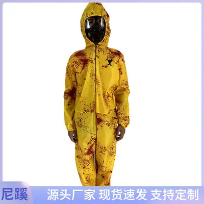 2020 Halloween Zombie Costume Yellow Blood Splattered Suit