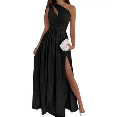 Red Hollow Slit Long Skirt Dress for Women