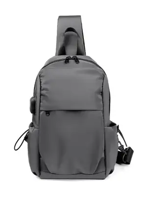 Men's Rechargeable Crossbody Bag Grey Sports Casual