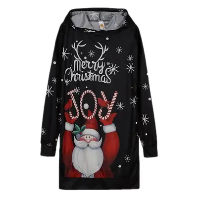Santa Claus Printed Red Hooded Vest Dress for Women