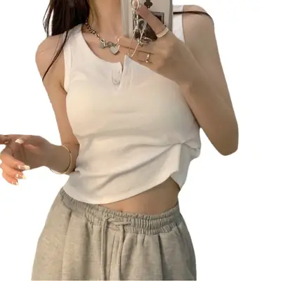 Gray Sleeveless Tank Top for Women Summer Wear