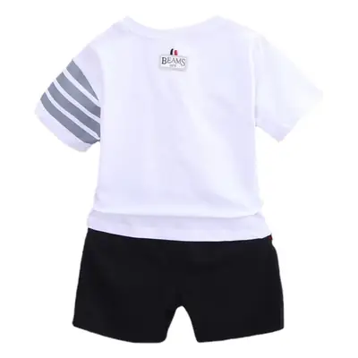Boys Black Striped Shorts & T-Shirt Set
