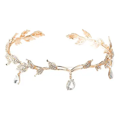 Rose Gold Crystal Bridal Hair Crown Headdress