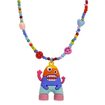 Pink Bunny Rainbow Cartoon Necklace for Women