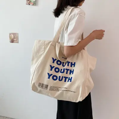 Women Canvas Tote Bag Youth Print Large Capacity