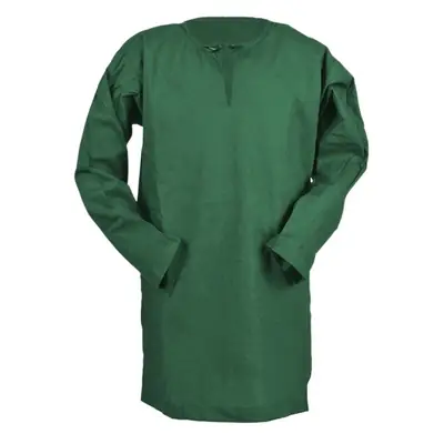 Blue Linen Men's Shirt Retro Round Neck Loose Casual