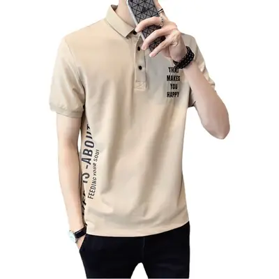 Men Black Polo Shirt Slim Fit Summer New