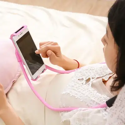 Pink Wireless Neck Phone Holder with Voice Recorder