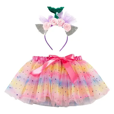 Unicorn Hair Dress for Girls with Sequins & Bow