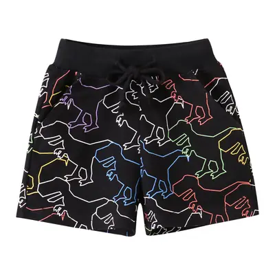 Kids Cartoon Printed Shorts Black Cotton Spring Summer