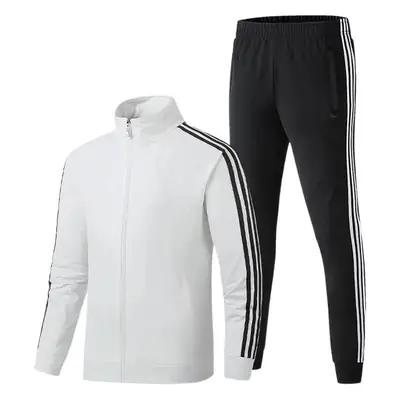 Men Women Running Track Suit Black Zip Hood Sweatpants