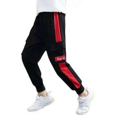 Boys Pants Black Red Cotton Spring Autumn 2025