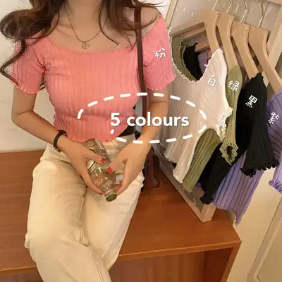 Women Knitted Short Sleeve Top with Slim Fit