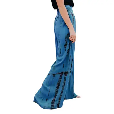 Pink Tie-Dye Wide Leg Elastic Waist Pants
