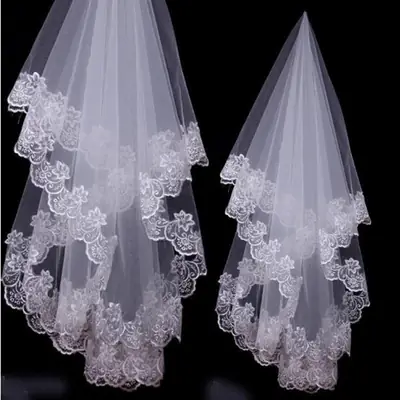 1.5m Single Layer Lace Wedding Veil European American
