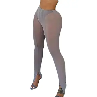 Cross-Border See-Through Low Waist Slim Fitting Trousers for Women