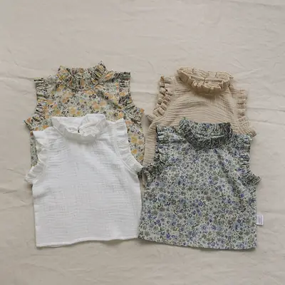 Girls' White Ruffled Vest Baby Small